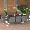 Image de vidaXL Mobilier à Dîner de Jardin et Coussins 9 pcs Ensemble de Salle à Manger de Patio Table et Chaises d'Extérieur Balcon 3094984