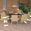 Image de vidaXL Mobilier à Dîner de Jardin et Coussins 7 pcs Ensemble de Salle à Manger de Patio Table et Chaises d'Extérieur Balcon 3094988