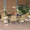 Image de vidaXL Mobilier à Dîner de Jardin et Coussins 7 pcs Ensemble de Salle à Manger de Patio Table et Chaises d'Extérieur Balcon 3094989