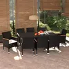 Image de vidaXL Mobilier à Dîner de Jardin et Coussins 9 pcs Ensemble de Salle à Manger de Patio Table et Chaises d'Extérieur Balcon 3095002