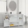 Image de vidaXL Buffet, Armoire avec 4 Étagères, Meuble de Rangement, Organisateur de Salle de Séjour Salon Intérieur, Blanc Bois d'Ingénierie
