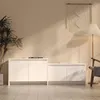 Image de vidaXL Meuble TV, Armoire de Télévision avec 4 Portes, Meuble Télé avec Rangement Salon Salle de Séjour Intérieur, Blanc Bois d'Ingénierie