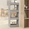 Image de Bibliothèque séparateur de pièce gris béton bois d ingénierie