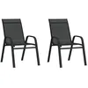 Image de Lot de 2 chaise vidaxl H. 89 cm empilable non pliable exterieur en acier noir