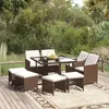 Image de vidaXL Meubles à Dîner de Jardin et Coussins 9 pcs Mobilier de Salle à Manger Table et Chaises de Repas Terrasse Patio 3095514