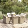 Image de vidaXL Meubles à Dîner de Jardin et Coussins 9 pcs Mobilier de Salle à Manger Table et Chaises de Repas Terrasse Patio 3095516