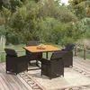 Image de vidaXL Mobilier à Dîner de Jardin et Coussins 5 pcs Mobilier de Salle à Manger Table et Chaises de Repas Terrasse Patio 3095519