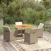 Image de Ensemble à manger de jardin et coussins 5 pcs Poly rotin Beige