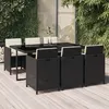 Image de vidaXL Mobilier à dîner de jardin et coussins 7pcs Résine tressée Noir 3095530