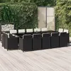 Image de vidaXL Ensemble à Dîner de Jardin Coussins 15 pcs Mobilier de Salle à Manger Table et Chaises de Repas Terrasse Patio Extérieur Résine Tressée Noir