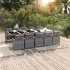 Image de vidaXL Ensemble à Dîner de Jardin Coussins 11 pcs Mobilier de Salle à Manger Table et Chaises de Repas Terrasse Patio Extérieur Résine Tressée Gris