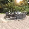 Image de vidaXL Ensemble à Dîner de Jardin Coussins 15 pcs Mobilier de Salle à Manger Table et Chaises de Repas Terrasse Patio Extérieur Résine Tressée Gris