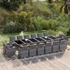 Image de vidaXL Ensemble à dîner de jardin coussins 17 pcs Résine tressée Gris