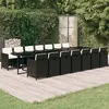 Image de vidaXL Ensemble à Dîner de Jardin Coussins 15 pcs Mobilier de Salle à Manger Table et Chaises de Repas Terrasse Patio Extérieur Résine Tressée Noir