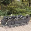Image de vidaXL Ensemble à dîner de jardin coussins 19 pcs Résine tressée Gris