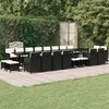 Image de vidaXL Ensemble à Dîner de Jardin Coussins 21 pcs Mobilier de Salle à Manger Table et Chaises de Repas Terrasse Patio Extérieur Noir Résine Tressée