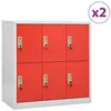 Image de Armoires à casiers 2 pcs Gris clair et rouge 90x45x92,5cm Acier