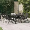 Image de Table de jardin Noir 180x80x70 cm Acier et verre