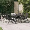Image de vidaXL Table de jardin Gris et noir 180x80x70 cm Acier et verre 318771