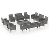 Image de Ensembles canapes. fauteuils et tables de jardin Vidaxl resine tressee gris 16 pieces 60.0 x 40 x 36