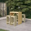 Image de vidaXL Bois de Pin Imprégné Meubles de Bar de Jardin 5 pcs Mobilier de Patio Table et Tabourets de Pub Ensemble de Meubles de Terrasse Extérieur