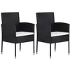 Image de Chaises de jardin coussins blanc crème 2pcs noir résine tressée