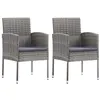 Image de vidaXL Chaises de jardin coussins gris foncé 2 pcs résine tressée, siège de jardin, chaise de balcon, chaise à dîner de 318705