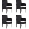 Image de Chaises de jardin coussins blanc crème 4pcs noir résine tressée