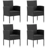 Image de Chaises de jardin coussins noir lot de 4 noir résine tressée