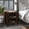 Image de vidaXL Table de Chevet avec Pieds en Métal, Armoire de Nuit avec 2 Étagères, Armoire de Lit avec Rangement, Meuble de Chambre, Chêne Fumé