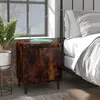 Image de vidaXL Table de chevet avec pieds en métal Chêne fumé 40x30x50 cm813116