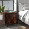 Image de vidaXL Tables de Chevet avec Pieds en Métal, Armoires de Nuit avec Rangement, Armoires de Lit, Meubles de Chambre à Coucher Intérieur, Chêne Fumé