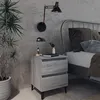 Image de vidaXL Table de Chevet avec Pieds en Métal, Armoire de Nuit avec 2 Tiroirs, Armoire de Lit avec Rangement, Meuble de Chambre, Sonoma Gris