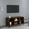 Image de vidaXL Meuble TV avec Pieds en Métal, Armoire de Télévision avec 6 Compartiments, Meuble Télé avec Rangement Salon Salle de Séjour, Chêne Fumé