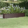 Image de vidaXL Lit Surélevé de Jardin Pot à Fleurs Boîte à Plantes Lit Surélevé Patio Terrasse Extérieur Acier Galvanisé 224x40x36 cm 318875