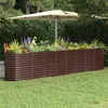 Image de vidaXL Lit Surélevé de Jardin Pot à Fleurs Boîte à Plantes Lit Surélevé Patio Terrasse Extérieur Acier Galvanisé 332x40x68 318910