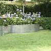 Image de vidaXL Lit Surélevé de Jardin Pot à Fleurs Boîte à Plantes Lit Surélevé Patio Terrasse Extérieur Acier Enduit de Poudre 152x80x36cm Argenté 318917