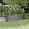 Image de Lit surélevé de jardin Acier enduit de poudre 224x80x68 cm gris
