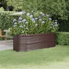 Image de vidaXL Lit Surélevé de Jardin Pot à Fleurs Boîte à Plantes Lit Surélevé Patio Terrasse Extérieur Acier Galvanisé 224x80x68 318955