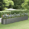 Image de vidaXL Lit Surélevé de Jardin Pot à Fleurs Boîte à Plantes Lit Surélevé Patio Jardin Terrasse Extérieur Gris 554x100x68 cm Acier Enduit de Poudre