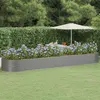 Image de vidaXL Lit Surélevé de Jardin Pot à Fleurs Boîte à Plantes Lit Surélevé Patio Terrasse Extérieur Acier Enduit de Poudre 584x140x68 cm Gris