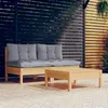 Image de Salon de jardin modulable VIDAXL bois massif gris 3 pieces x 63.5 x 62.5 3 personnes