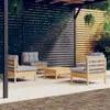 Image de vidaXL Salon de jardin 5 pcs avec coussins gris bois de pin 3096033