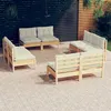Image de Salon de jardin modulable VIDAXL bois beige 8 pieces 8 personnes