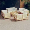 Image de Salon de jardin modulable VIDAXL bois beige 9 pieces x 63.5 x 62.5 9 personnes