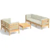 Image de Salon de jardin modulable Vidaxl bois massif beige 6 pieces x 63.5 x 62.5 6 personnes