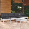 Image de vidaXL Bois de Pin Massif Salon de Jardin 5 pcs avec Coussins Mobilier de Patio Meubles d'Extérieur Mobilier de Jardin 3096131