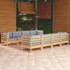 Image de 9 pieces Vidaxl salon de jardin modulable gris bois x 63.5 x 62.5 9 personnes