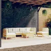 Image de Salon de jardin Vidaxl bois beige 7 pieces x 63.5 x 62.5 7 personnes