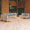 Image de 7 personnes VIDAXL salon de jardin modulable bois gris x 63.5 x 62.5 7 pieces